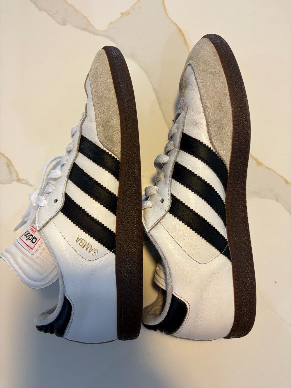 Adidas Samba Classic Leather Sneakers White Black Gum Men’s Size US 8 - Picture 9 of 11